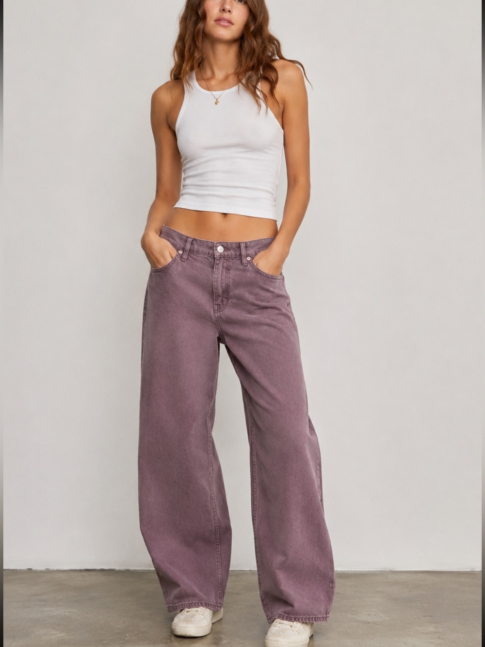 BDG Urban Outfitters Puddle Low Rise Wide Leg Jeans 26x30 Mauve Purple NWT